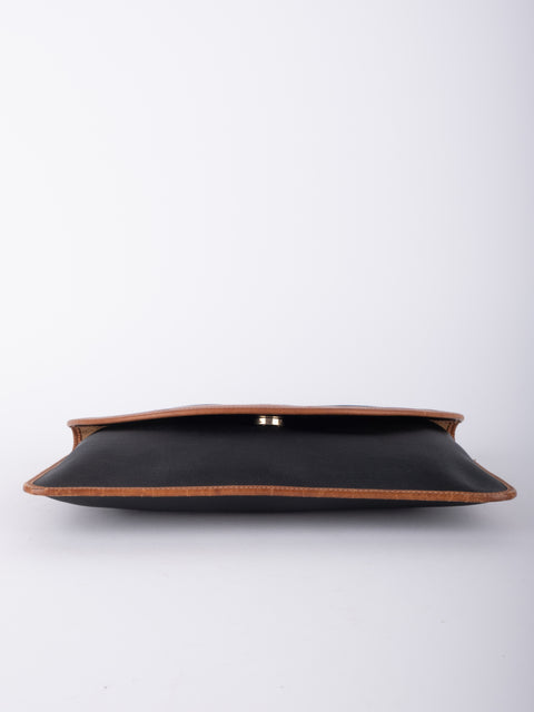 dior Vintage Black Leather Envelope Clutch