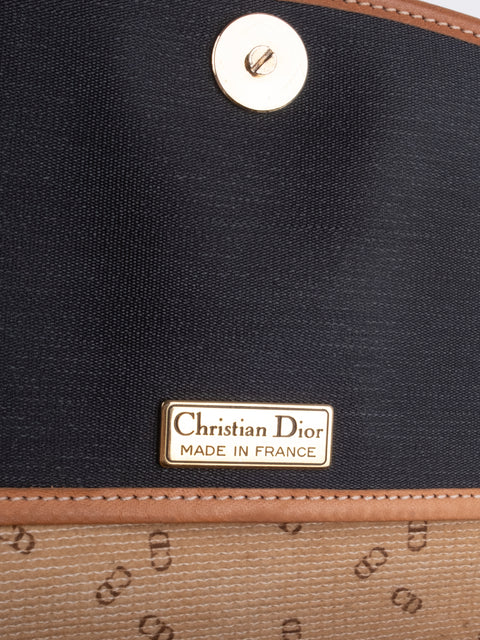 dior Vintage Black Leather Envelope Clutch