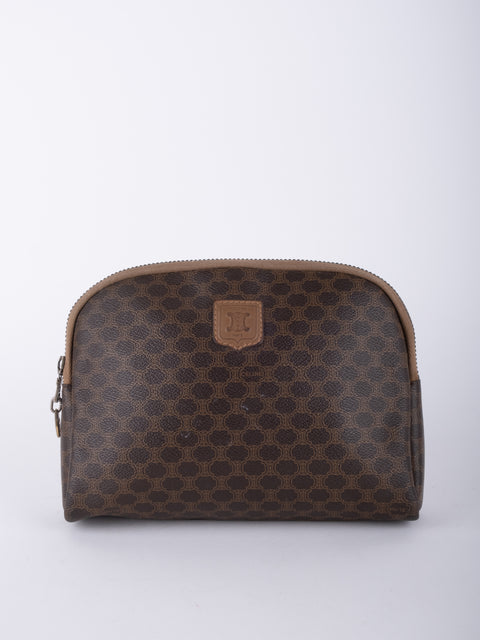 Celine Macadam Vintage Brown Cosmetic Pouch