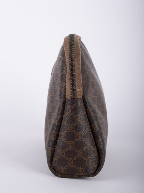 Celine Macadam Vintage Brown Cosmetic Pouch