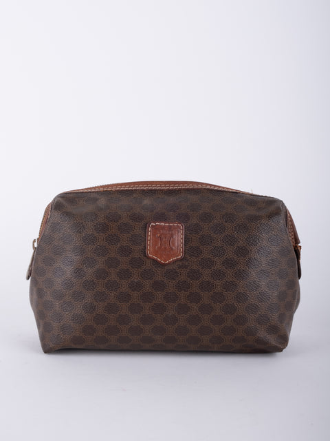 Celine Macadam Vintage Brown Cosmetic Bag