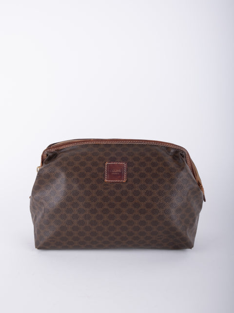 Celine Macadam Vintage Brown Rounded Cosmetic Bag