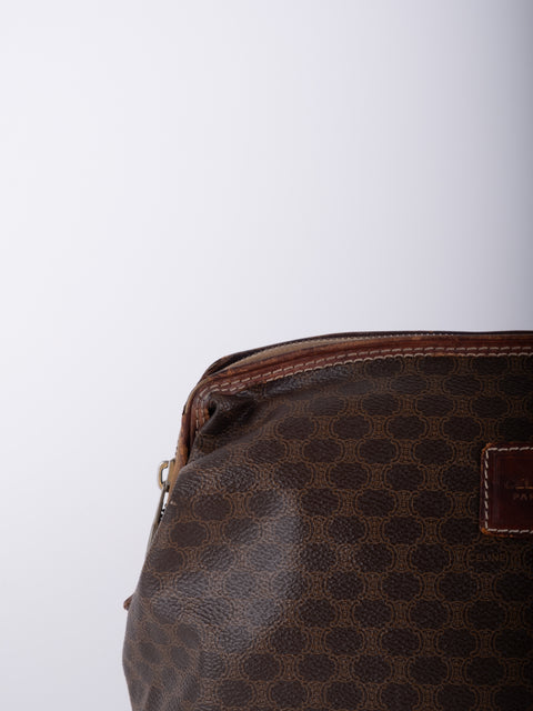 Celine Macadam Vintage Brown Rounded Cosmetic Bag