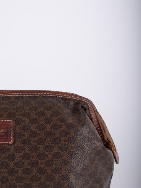 Celine Macadam Vintage Brown Rounded Cosmetic Bag