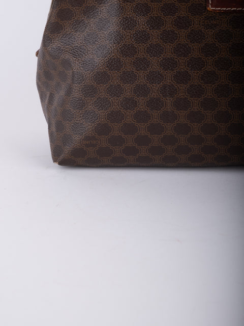Celine Macadam Vintage Brown Rounded Cosmetic Bag
