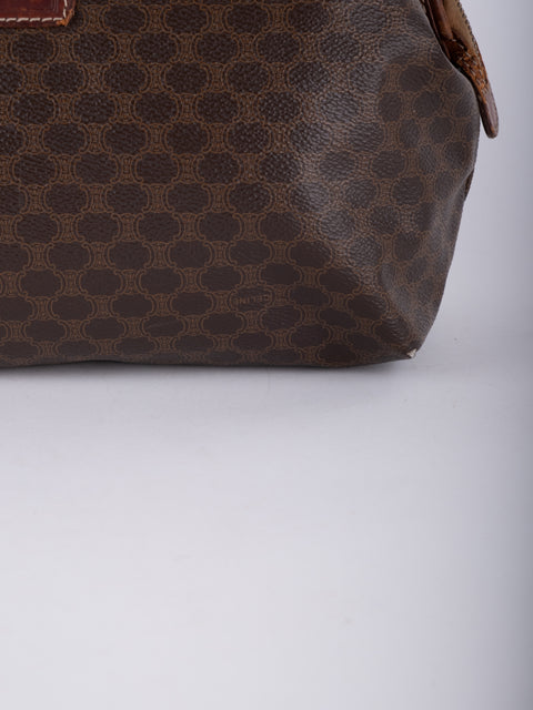 Celine Macadam Vintage Brown Rounded Cosmetic Bag