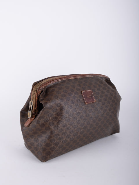 Celine Macadam Vintage Brown Rounded Cosmetic Bag