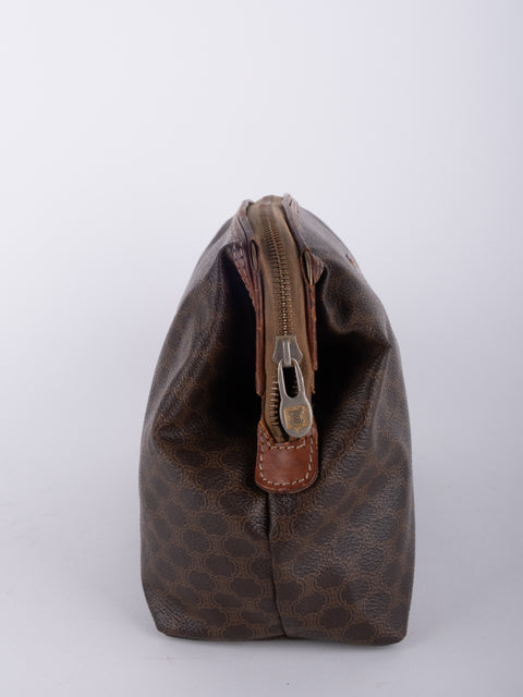 Celine Macadam Vintage Brown Rounded Cosmetic Bag