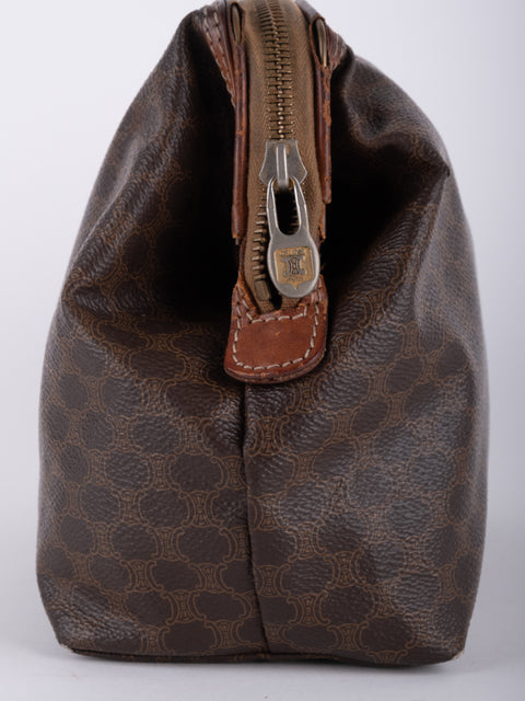 Celine Macadam Vintage Brown Rounded Cosmetic Bag