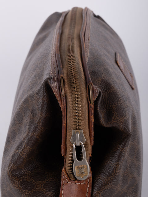 Celine Macadam Vintage Brown Rounded Cosmetic Bag