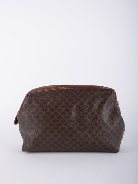 Celine Macadam Vintage Brown Rounded Cosmetic Bag