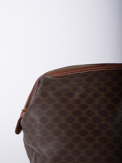 Celine Macadam Vintage Brown Rounded Cosmetic Bag