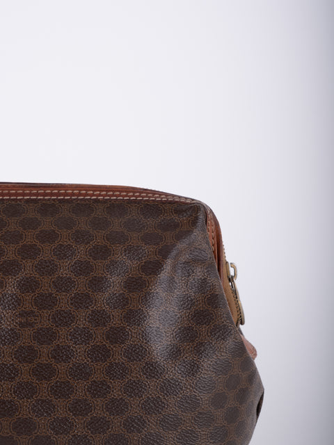 Celine Macadam Vintage Brown Rounded Cosmetic Bag