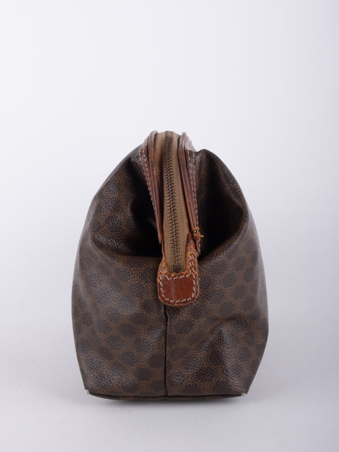 Celine Macadam Vintage Brown Rounded Cosmetic Bag