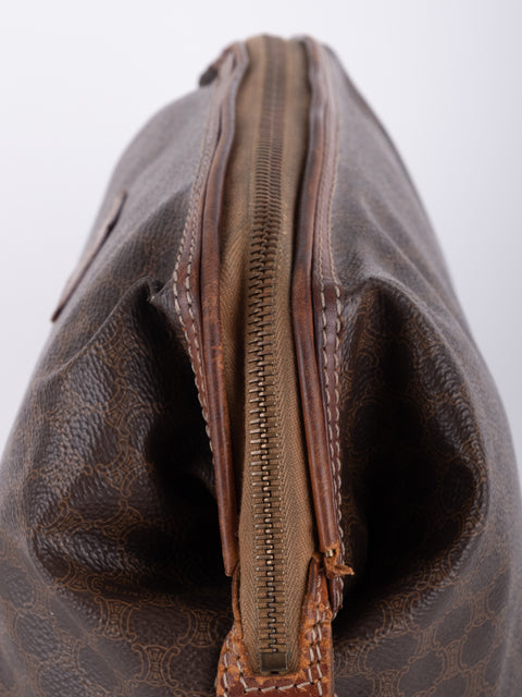 Celine Macadam Vintage Brown Rounded Cosmetic Bag