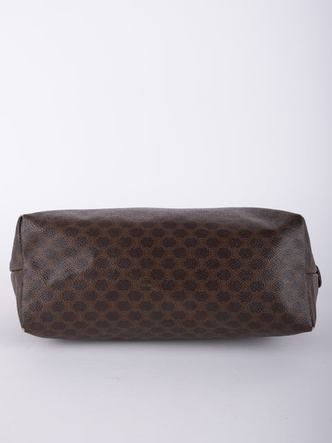 Celine Macadam Vintage Brown Rounded Cosmetic Bag