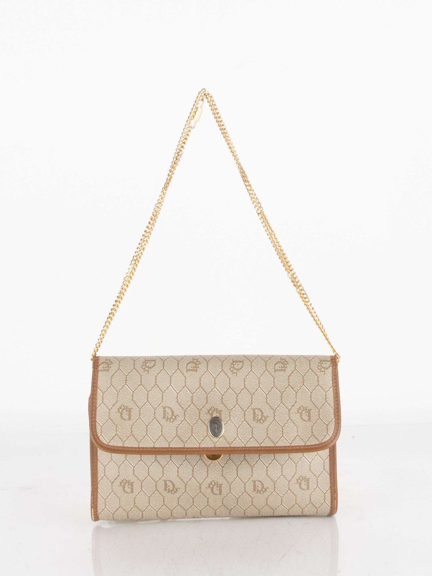 Dior Beige Monogram Chain Shoulder Bag