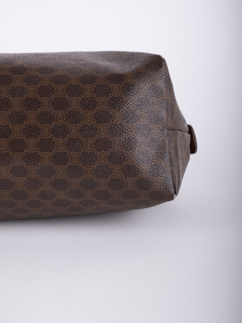 Celine Macadam Vintage Brown Rounded Cosmetic Bag