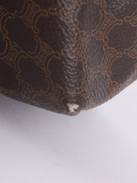Celine Macadam Vintage Brown Rounded Cosmetic Bag