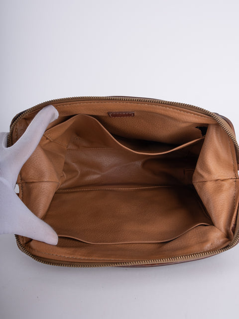 Celine Macadam Vintage Brown Rounded Cosmetic Bag