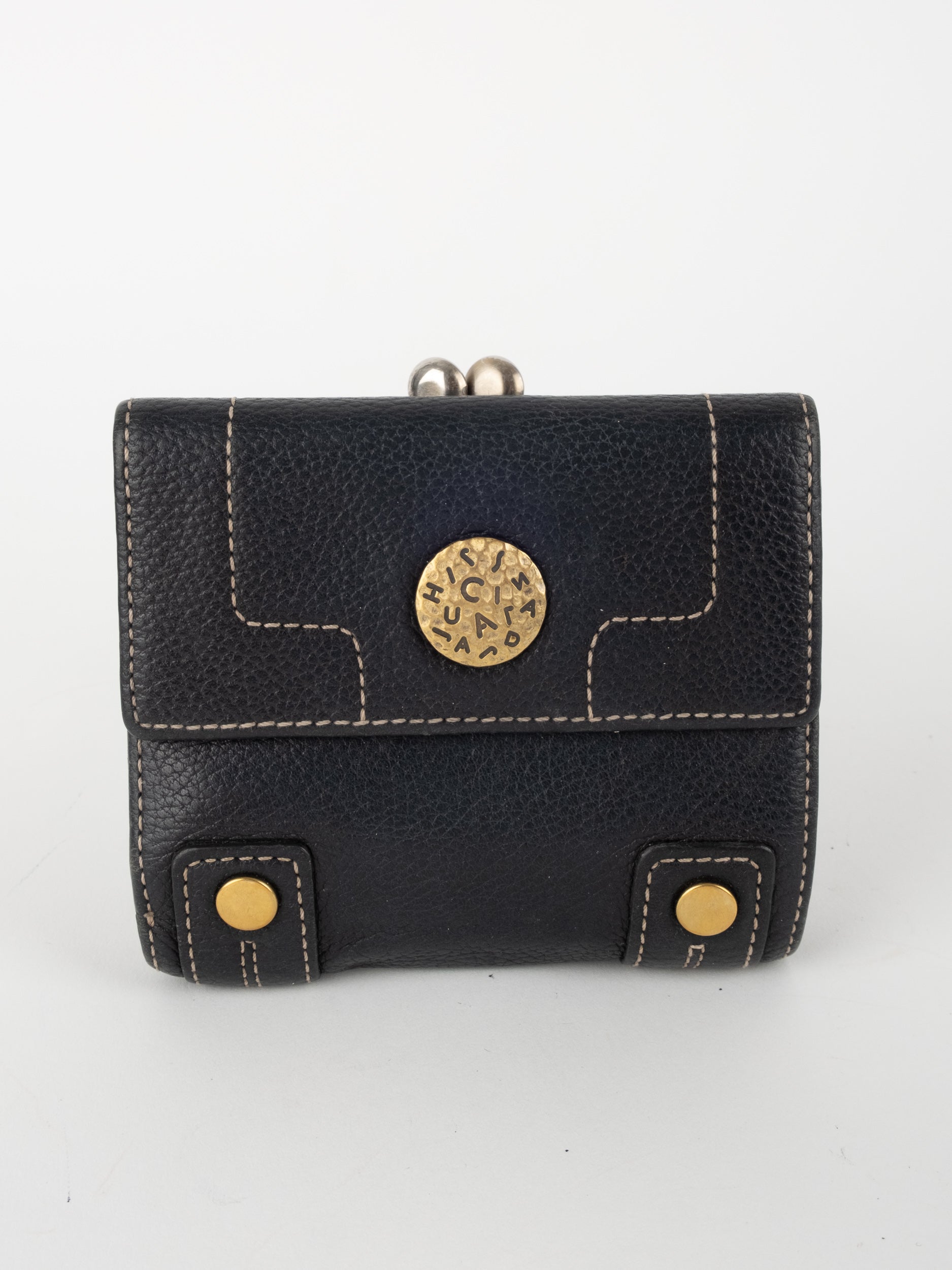 CHRISTIAN Leather Wallet Black