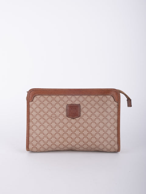 Celine Macadam Vintage Beige Zip Pouch
