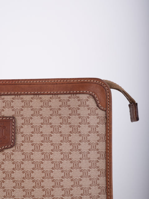 Celine Macadam Vintage Beige Zip Pouch