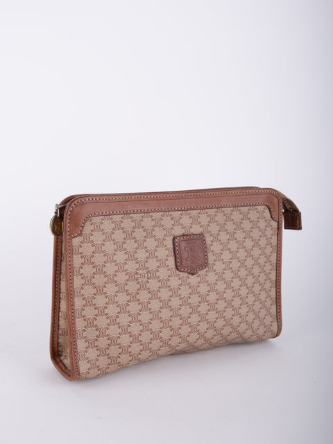 Celine Macadam Vintage Beige Zip Pouch