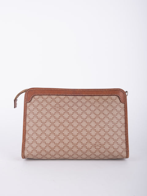 Celine Macadam Vintage Beige Zip Pouch