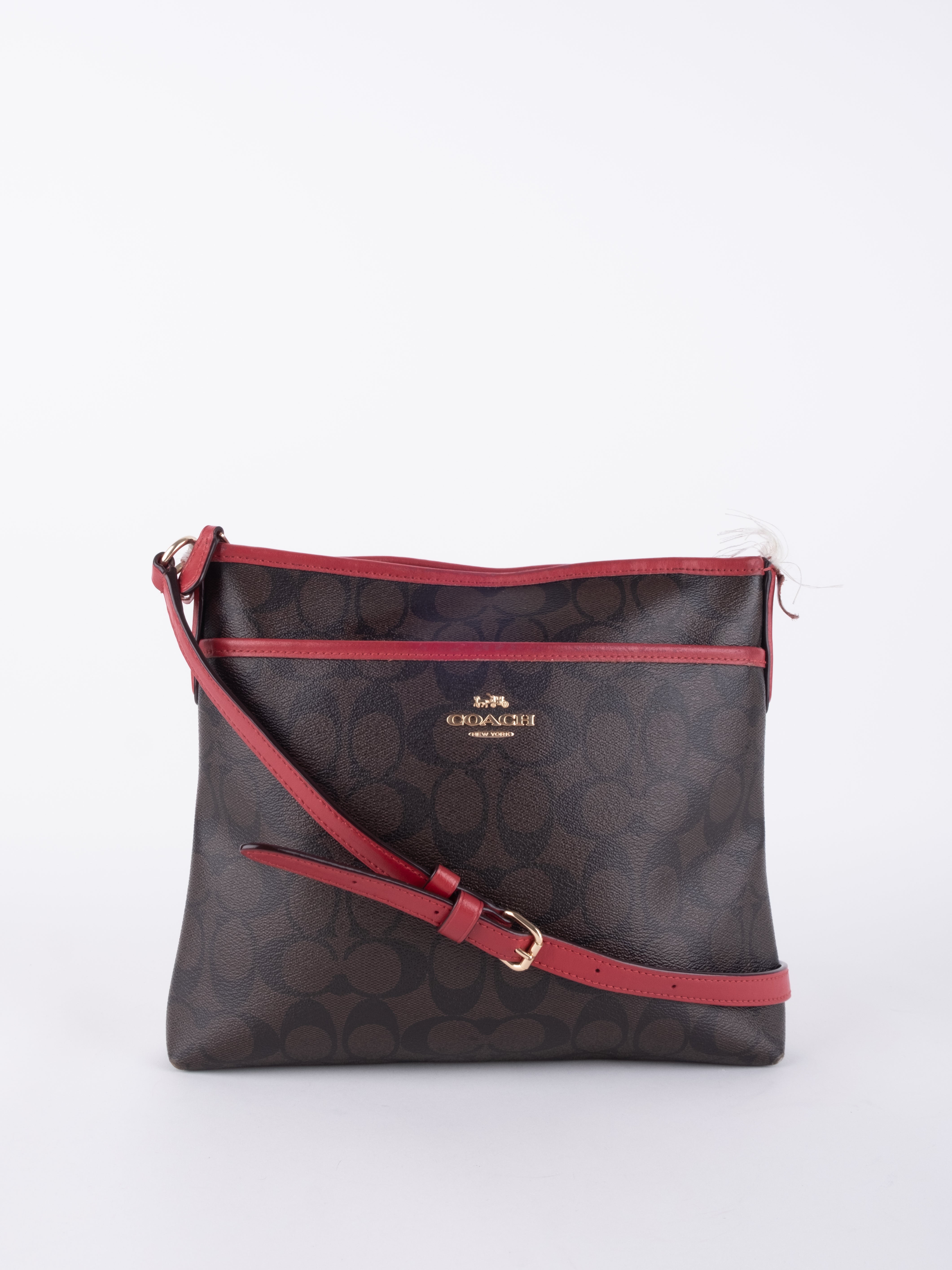COACH Vintage Signature Red Trim Pouch