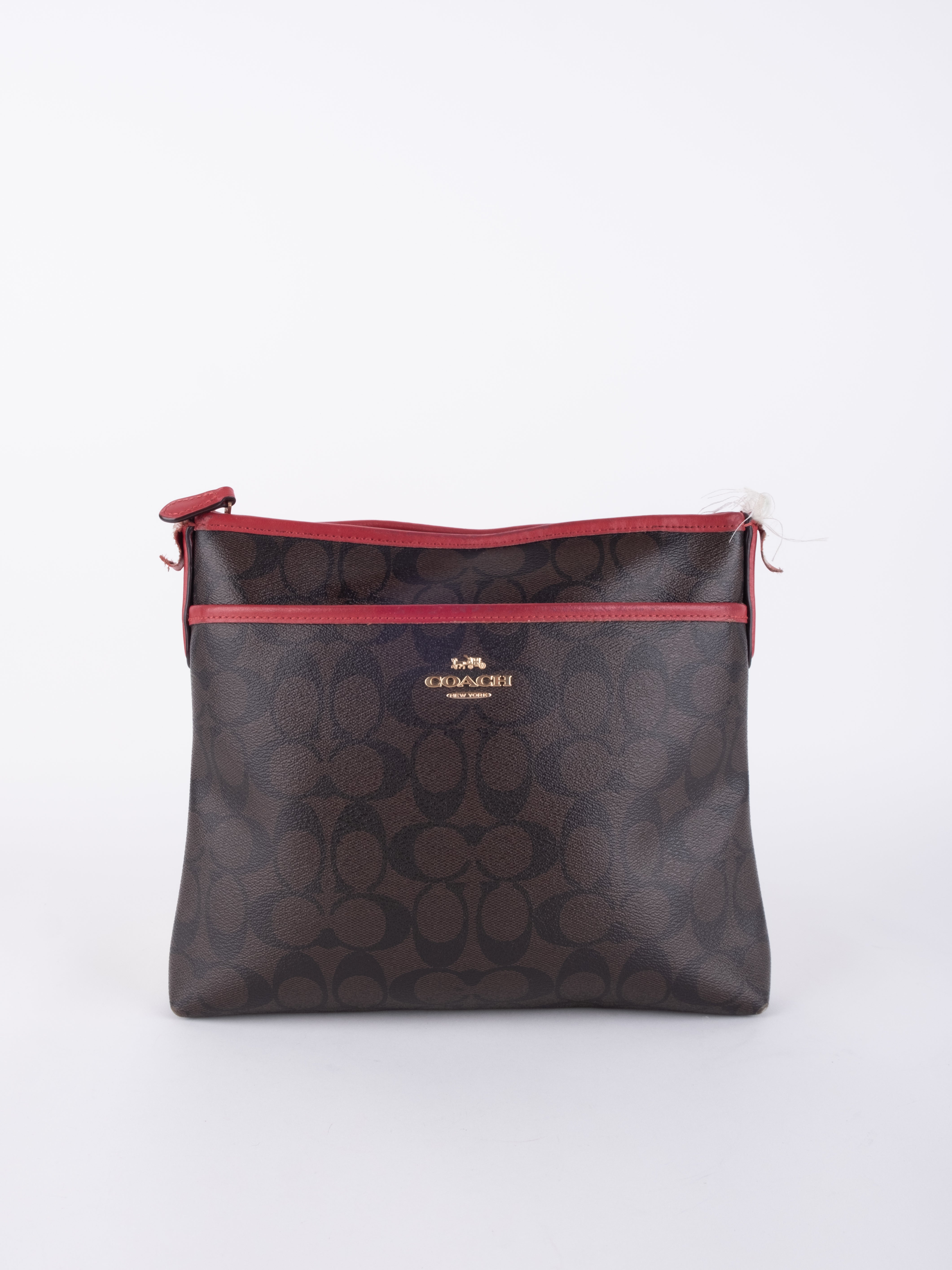 COACH Vintage Signature Red Trim Pouch