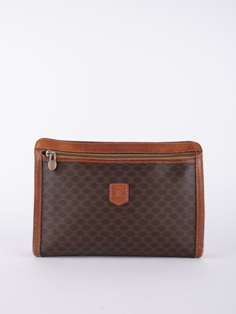 Celine Macadam Vintage Brown Zip Clutch
