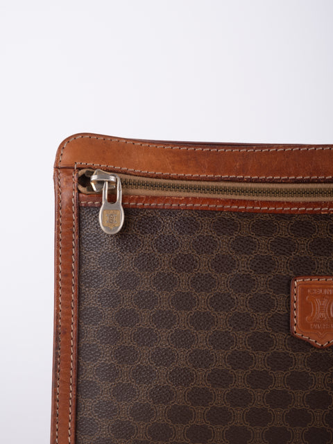 Celine Macadam Vintage Brown Zip Clutch