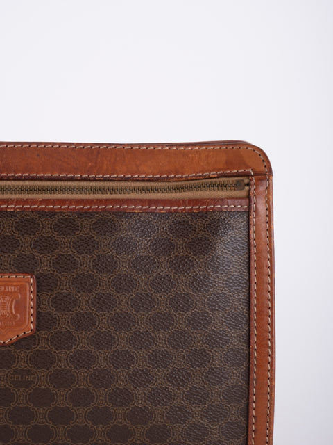 Celine Macadam Vintage Brown Zip Clutch
