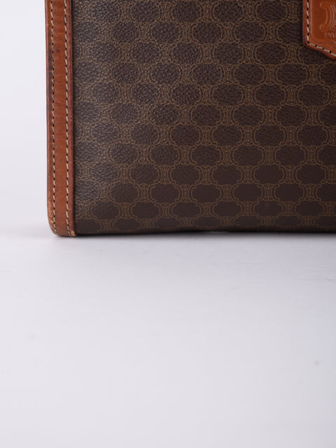 Celine Macadam Vintage Brown Zip Clutch