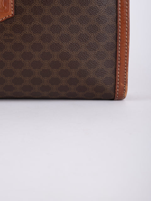 Celine Macadam Vintage Brown Zip Clutch