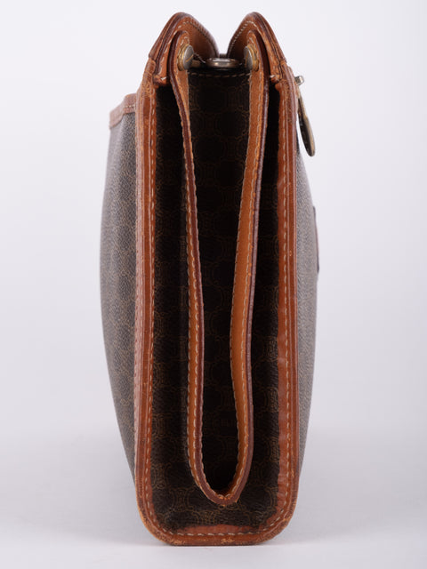 Celine Macadam Vintage Brown Zip Clutch