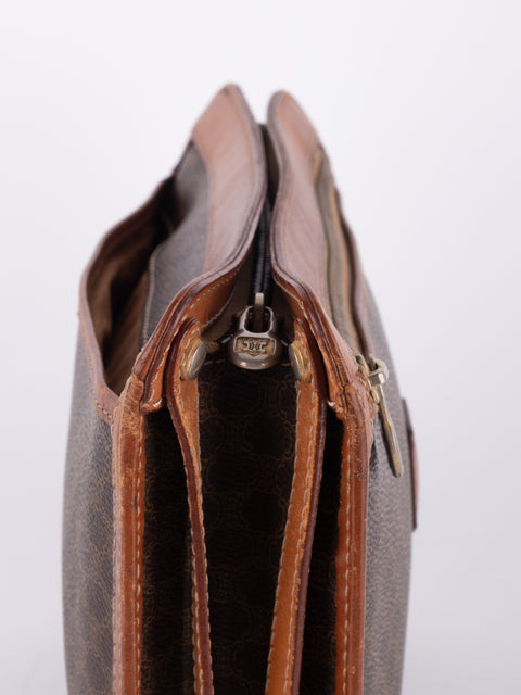 Celine Macadam Vintage Brown Zip Clutch