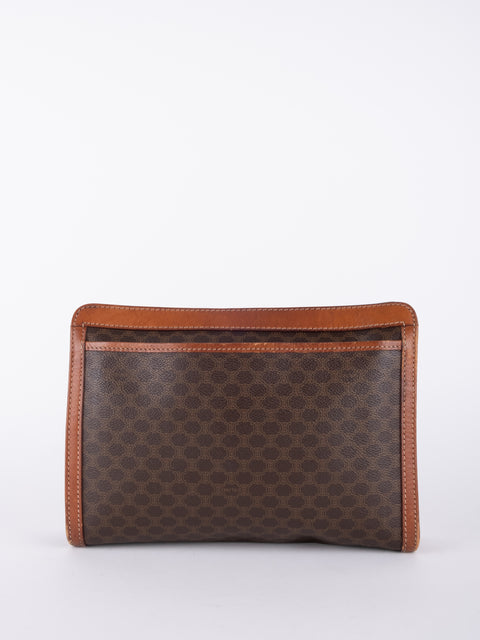 Celine Macadam Vintage Brown Zip Clutch