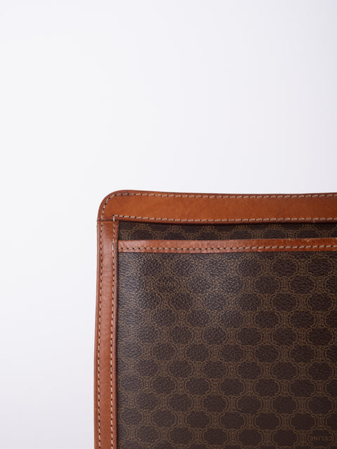 Celine Macadam Vintage Brown Zip Clutch