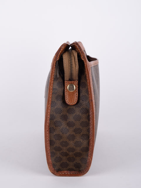 Celine Macadam Vintage Brown Zip Clutch