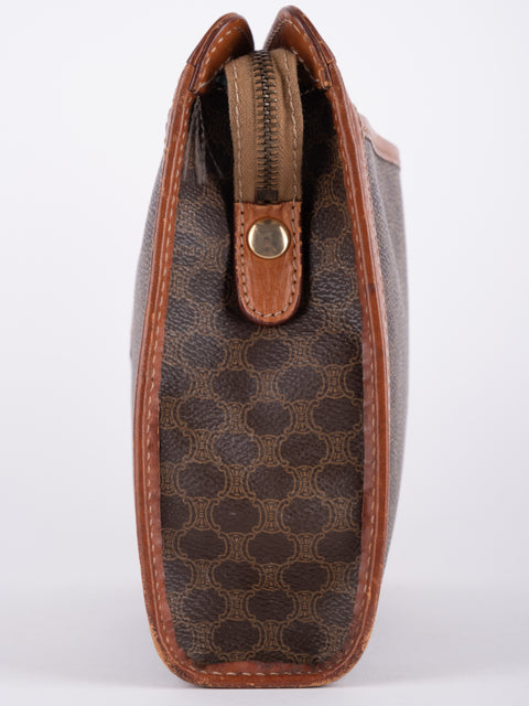 Celine Macadam Vintage Brown Zip Clutch