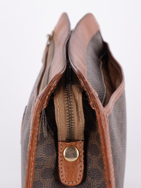 Celine Macadam Vintage Brown Zip Clutch