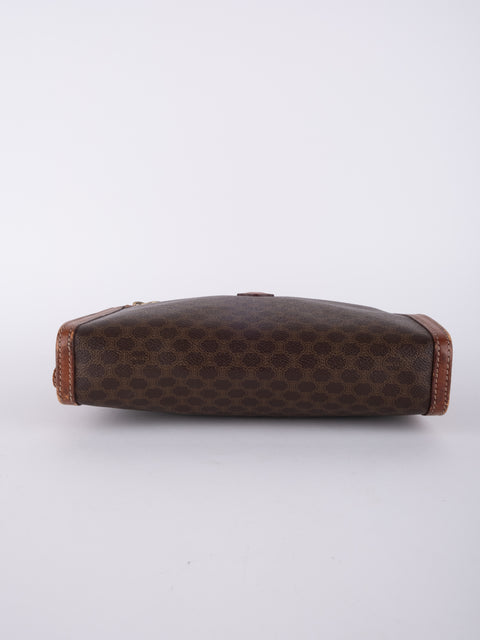 Celine Macadam Vintage Brown Zip Clutch