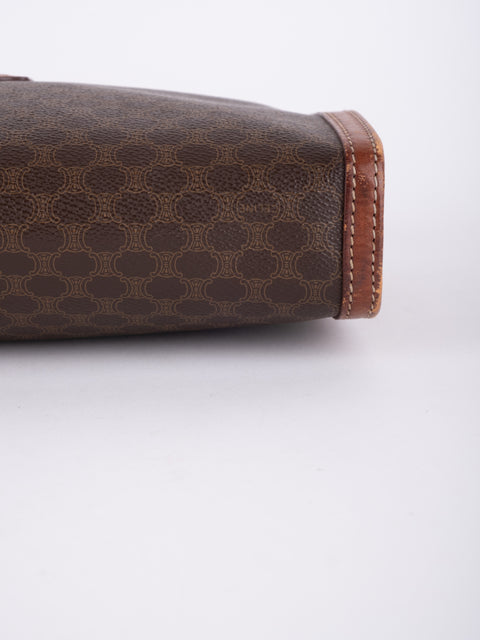 Celine Macadam Vintage Brown Zip Clutch