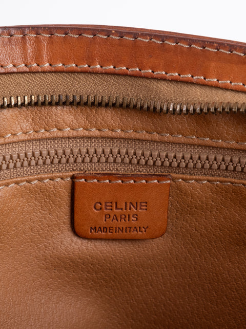 Celine Macadam Vintage Brown Zip Clutch