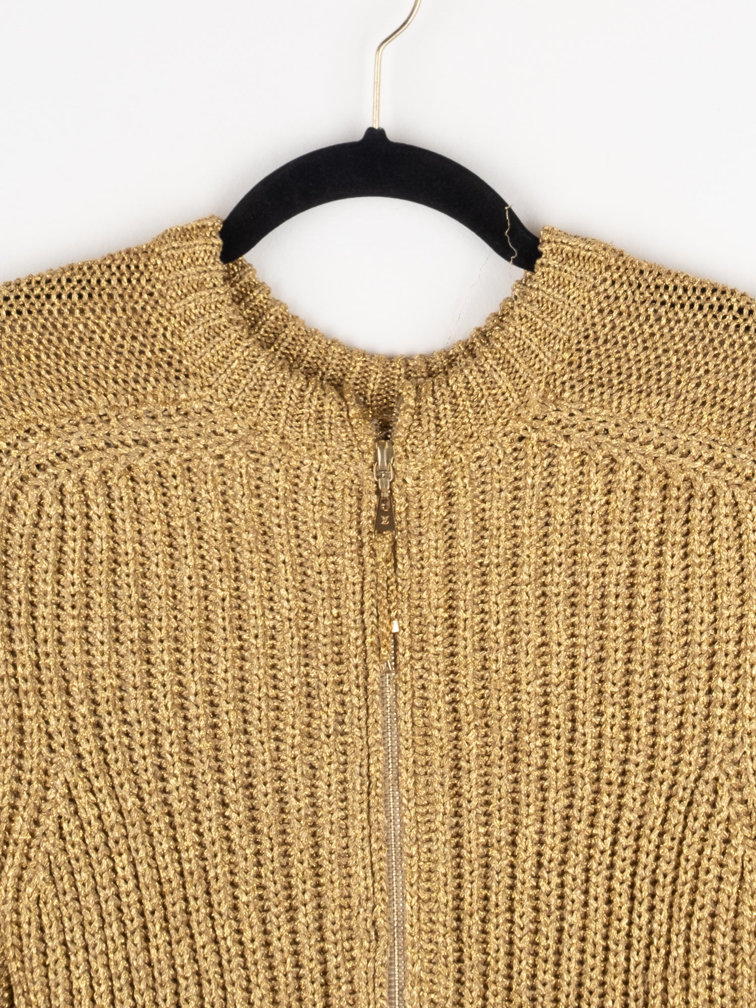 Louis Vuitton Ribbed Knit Zip Sweater Gold