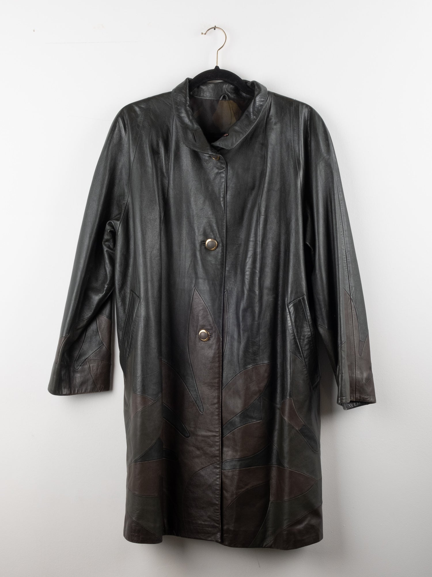 Black Leather Long Coat – Vintage