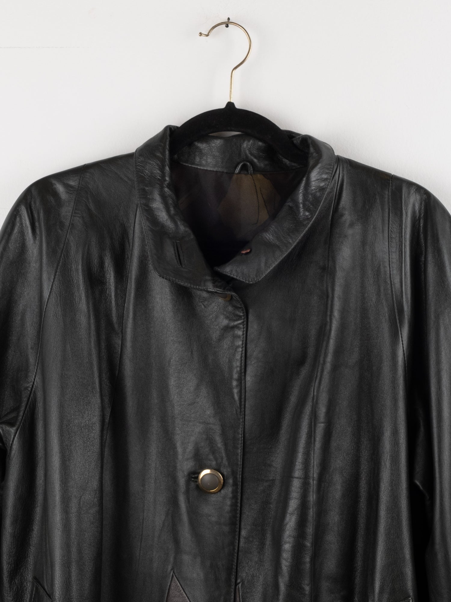 Black Leather Long Coat – Vintage