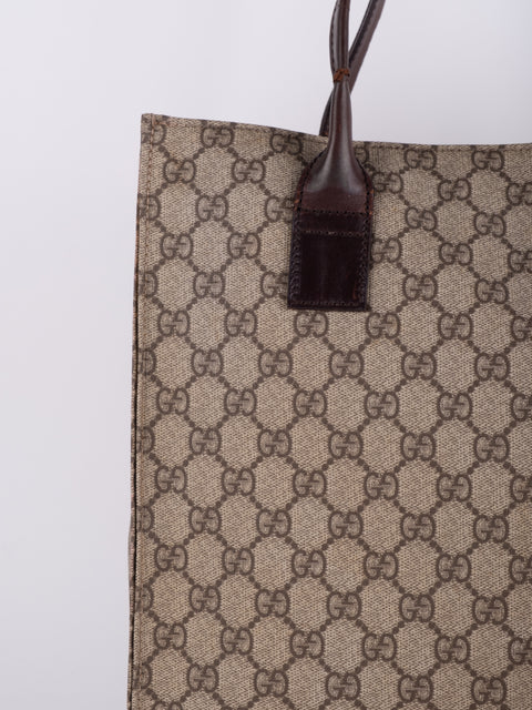 Gucci GG Vintage Brown Vertical Tote Bag